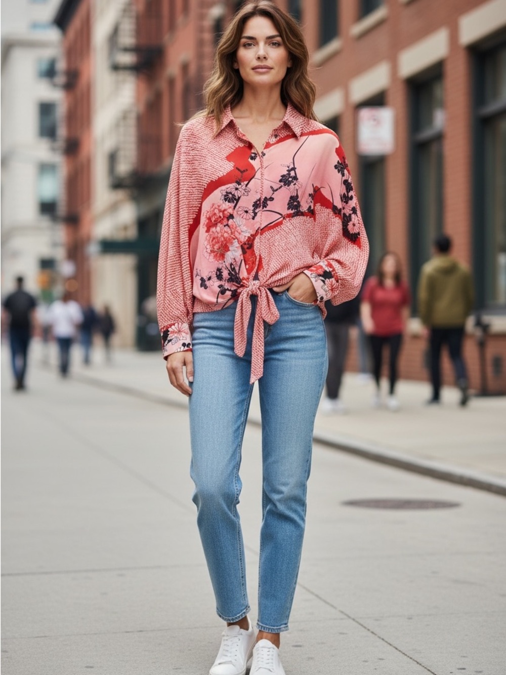 Kobi Halperin Resort 2021 100% Silk Floral Print Button and tie Front Blouse XS